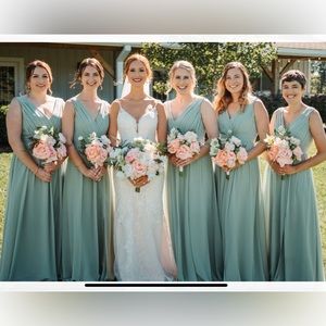Like New Sage Green Revelry Kiera Chiffon Bridesmaids Dress
